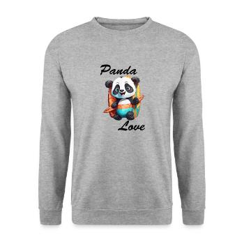 Panda / Animal / Zoo / Bamboo / Wild / Childlike - Unisex Sweatshirt - salt & pepper - Front - Alina (178cm) & Michal (187cm)