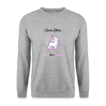Glitter Fitness Unicorn - Unisex Sweatshirt - salt & pepper - Front - Alina (178cm) & Michal (187cm)