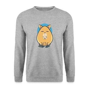 Eggy Cat - Unisex Sweatshirt - salt & pepper - Front - Alina (178cm) & Michal (187cm)