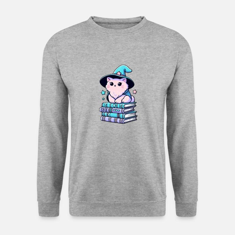 Magischer Kätzchen-Zauberer - Unisex Pullover - Weißgrau meliert