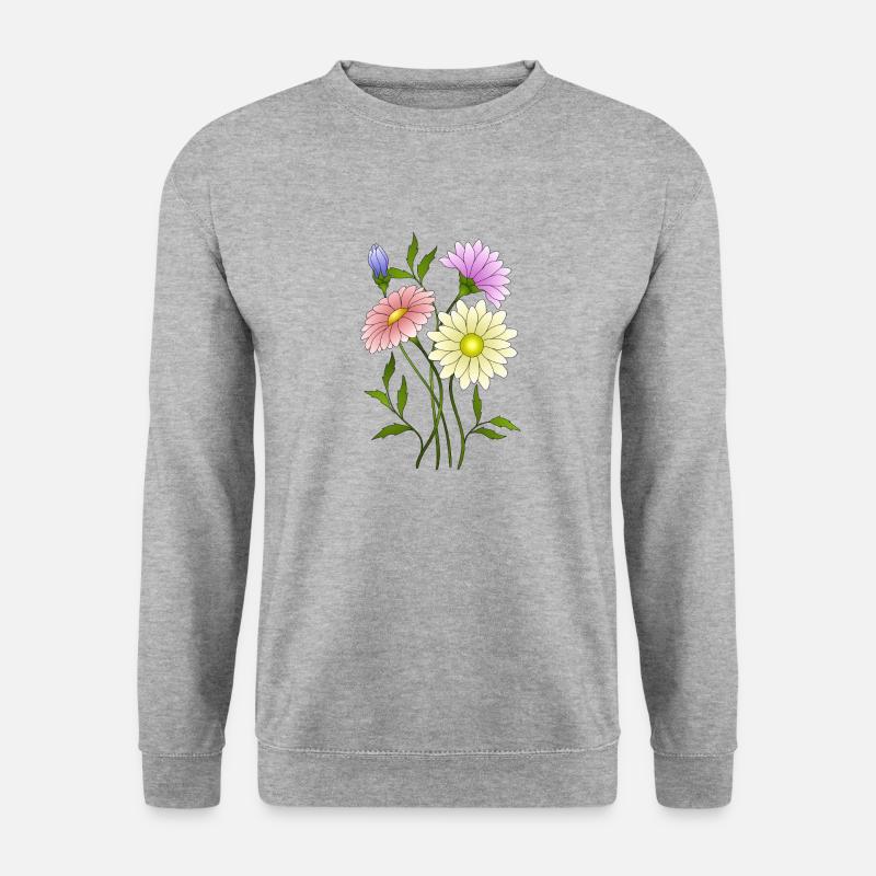 Blumen - Unisex Pullover - Weißgrau meliert