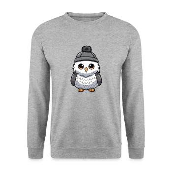 hibou Bande dessinée d’hiver mignon - Sweat-shirt Unisexe - gris chiné - Devant - Alina (178cm) & Michal (187cm)