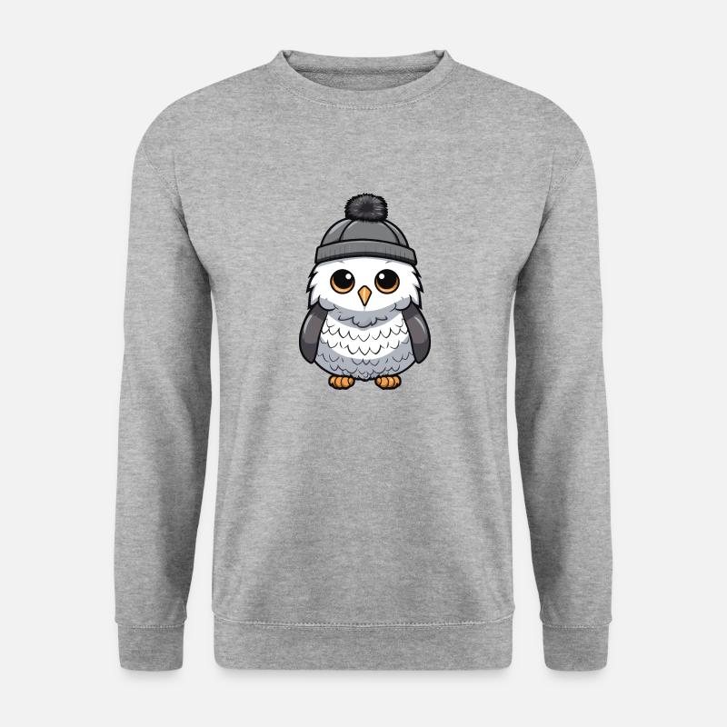 Eule Winter Comic Niedlich - Unisex Pullover - Weißgrau meliert