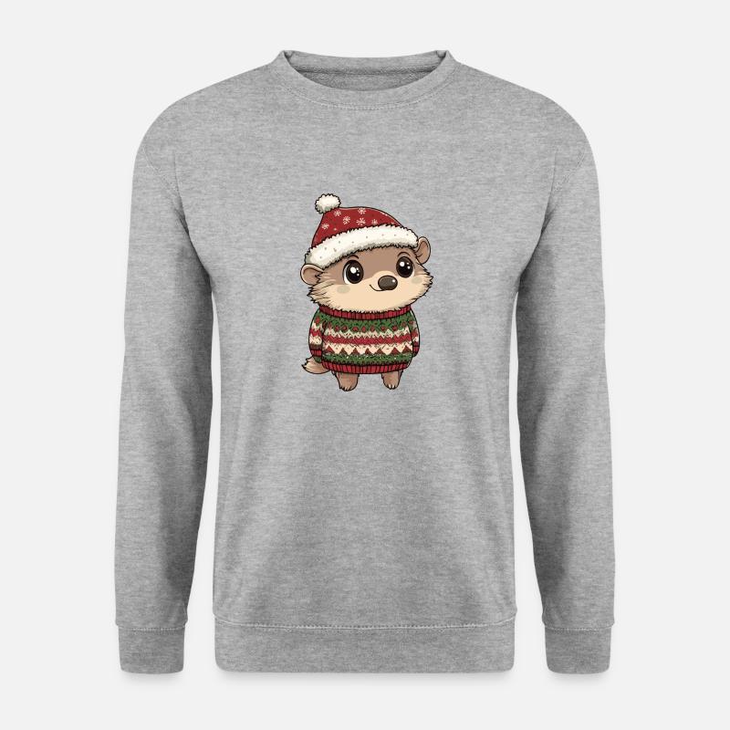 Igel Weihnachten - Unisex Pullover - Weißgrau meliert