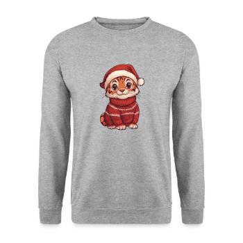 Noël du tigre - Sweat-shirt Unisexe - gris chiné - Devant - Alina (178cm) & Michal (187cm)
