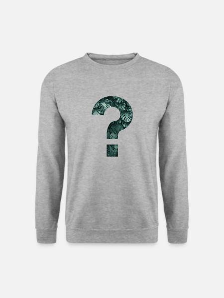 Tropen Pflanzen Fragezeichen Dschungel Monstera - Unisex Pullover - Weißgrau meliert