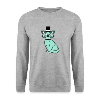 Sir Cat Gentleman Chapeau haut de forme Monocle Rich Gentleman - Sweat-shirt Unisexe - gris chiné - Devant - Alina (178cm) & Michal (187cm)