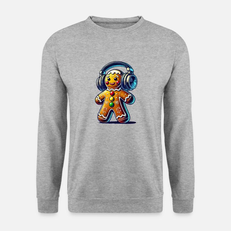 Gingerbread Music Lebkuchenmann - Unisex Pullover - Weißgrau meliert