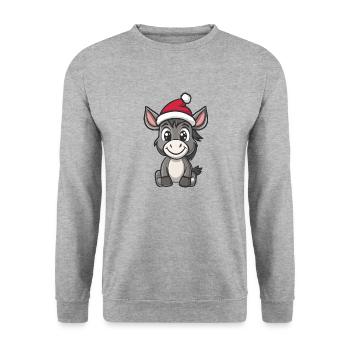 Esel Weihnachten - Unisex Pullover - Weißgrau meliert - Vorne - Alina (178cm) & Michal (187cm)
