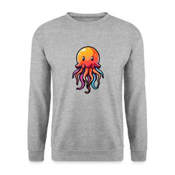 Qualle Comic - Unisex Pullover - Weißgrau meliert - Vorne - Alina (178cm) & Michal (187cm)