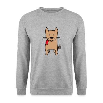 Dog Tongue Out Happy Cute Wiggling - Unisex Sweatshirt - salt & pepper - Front - Alina (178cm) & Michal (187cm)