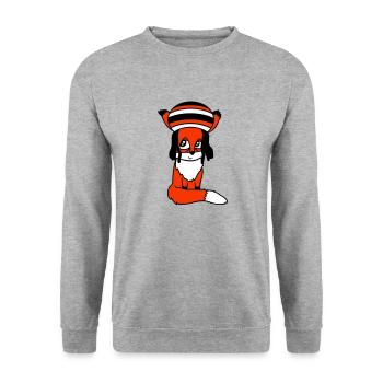 Fuchs Raggae Jamaika Hut Rasta Locken Chill Mütze - Unisex Pullover - Weißgrau meliert - Vorne - Alina (178cm) & Michal (187cm)