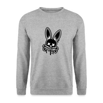 Hase Skull Ostern Totenkopf - Unisex Pullover - Weißgrau meliert - Vorne - Alina (178cm) & Michal (187cm)