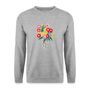 Flowers - Unisex Pullover - Weißgrau meliert - Vorne - Alina (178cm) & Michal (187cm)