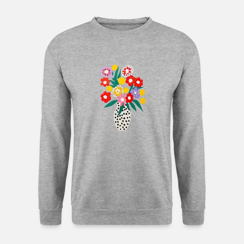 Flowers - Unisex Pullover - Weißgrau meliert