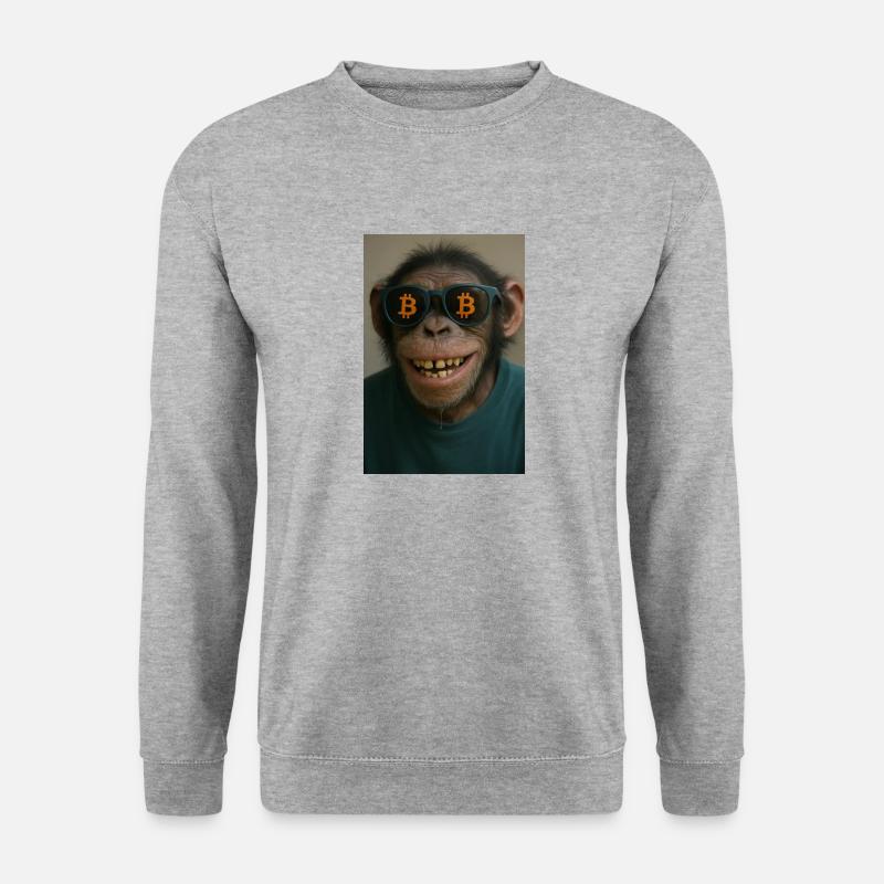 Bitcoin meets Monkey Joe - Unisex Pullover - Weißgrau meliert