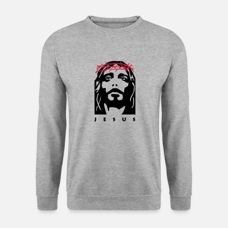 jesus - Unisex Pullover - Weißgrau meliert