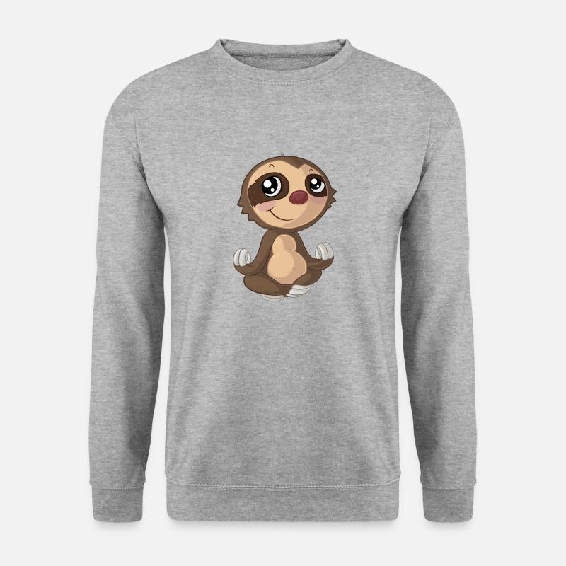 Yoga Comic Faultier - Unisex Pullover - Weißgrau meliert