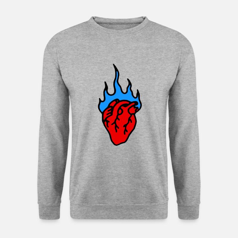 Herz - Unisex Pullover - Weißgrau meliert