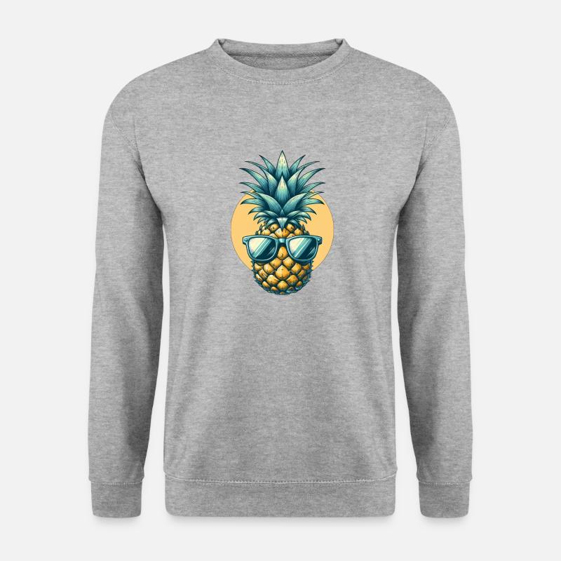 Coole Ananas mit Sonnenbrille - Unisex Pullover - Weißgrau meliert