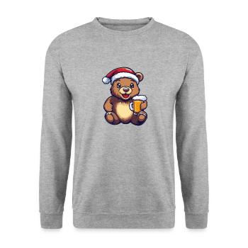 Bear Beer Xmas Christmas - Unisex Sweatshirt - salt & pepper - Front - Alina (178cm) & Michal (187cm)
