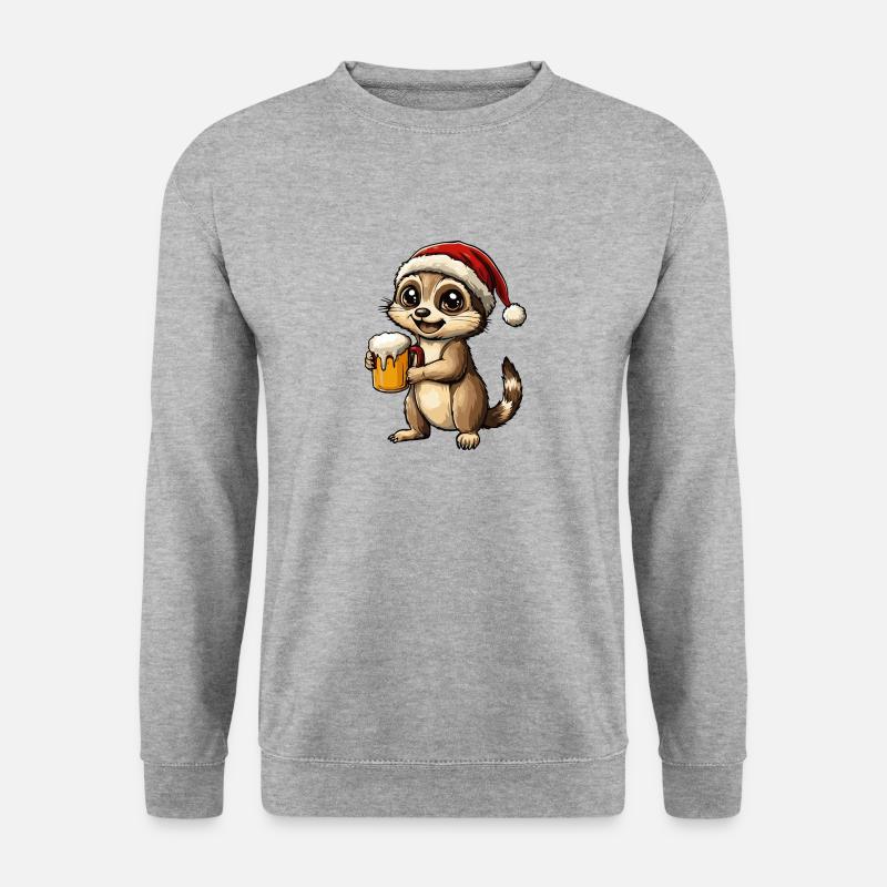 Erdmännchen Bier Xmas Weihnachten - Unisex Pullover - Weißgrau meliert