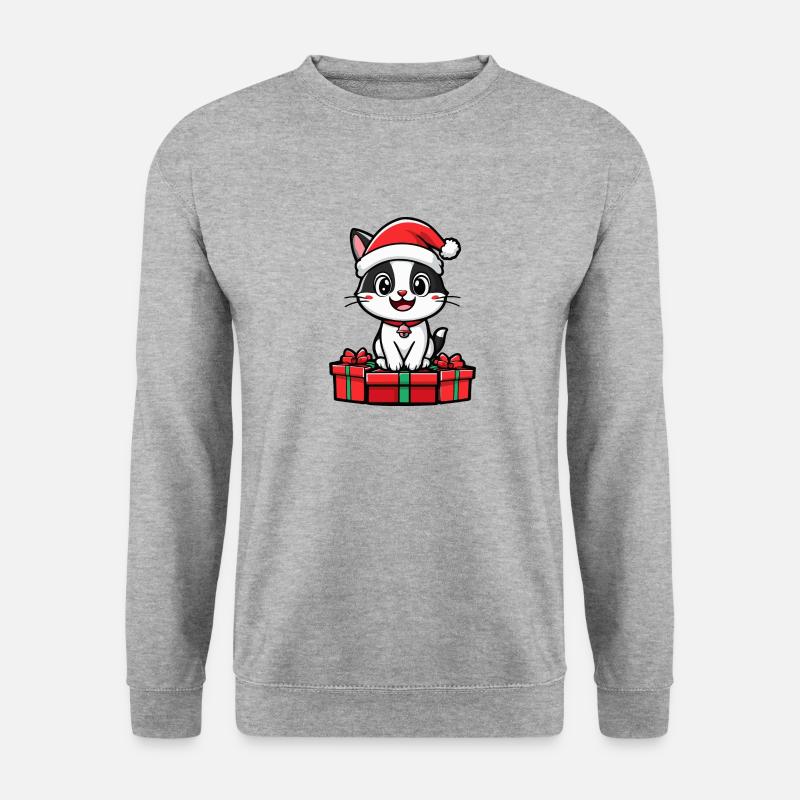 Katze Weihnachten Geschenke - Unisex Pullover - Weißgrau meliert