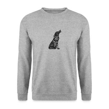 Totem howling wolf black - Unisex Sweatshirt - salt & pepper - Front - Alina (178cm) & Michal (187cm)