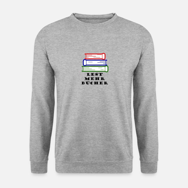 Lest mehr Bücher - Unisex Pullover - Weißgrau meliert