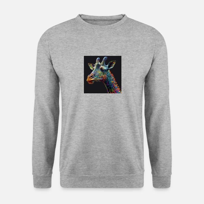 Farbige Giraffe, einzigartiges Design - Unisex Pullover - Weißgrau meliert