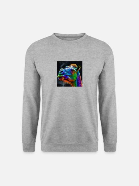 Farbiges Kamel, einzigartiges Design - Unisex Pullover - Weißgrau meliert