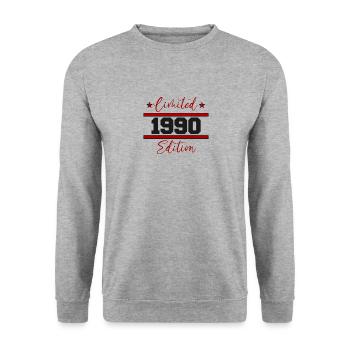 Édition limitée Born 1990 Cadeau d’anniversaire - Sweat-shirt Unisexe - gris chiné - Devant - Alina (178cm) & Michal (187cm)