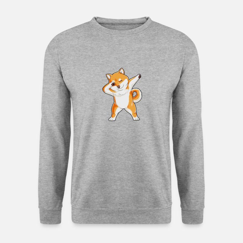 Shiba Inu dabbing Hund - Unisex Pullover - Weißgrau meliert