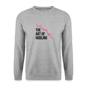 L'art de Hodling - Sweat-shirt Unisexe - gris chiné - Devant - Alina (178cm) & Michal (187cm)