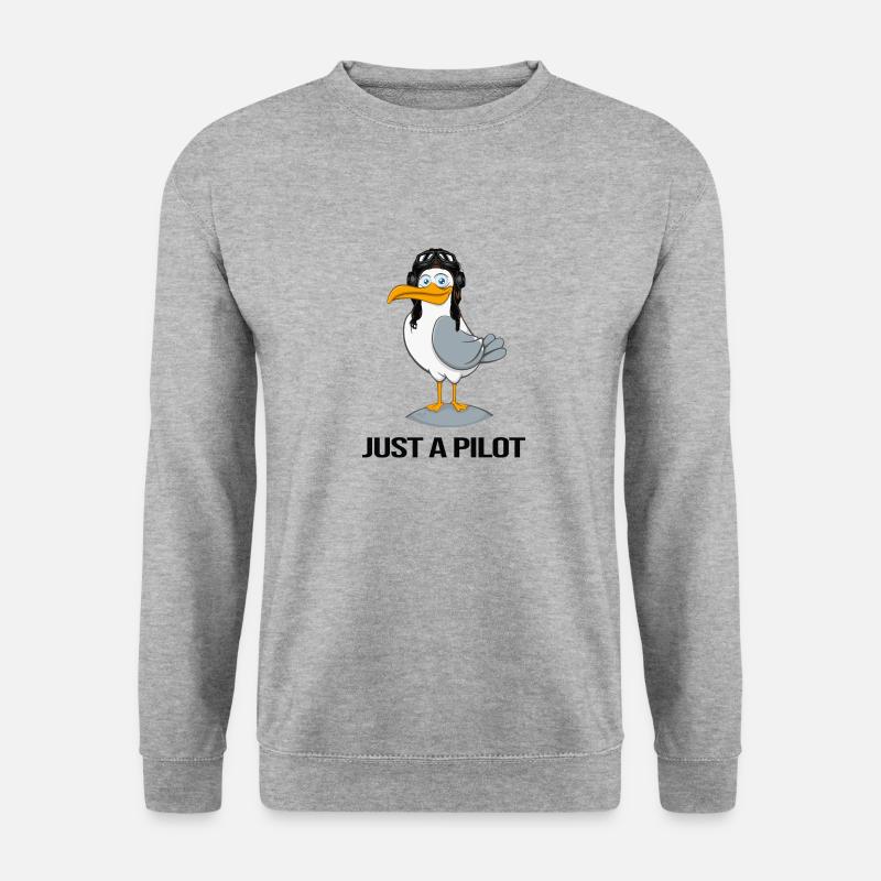 pilot flies airplane flight hour - Unisex Sweatshirt - salt & pepper