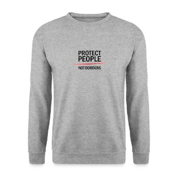 Personne n’est illégal - Sweat-shirt Unisexe - gris chiné - Devant - Alina (178cm) & Michal (187cm)