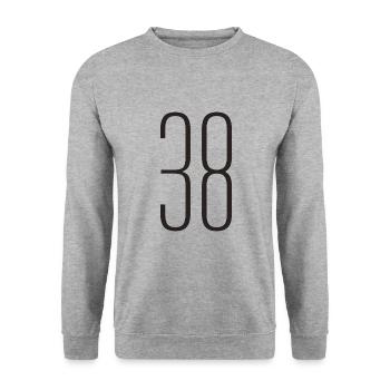 38 - Unisex Pullover - Weißgrau meliert - Vorne - Alina (178cm) & Michal (187cm)