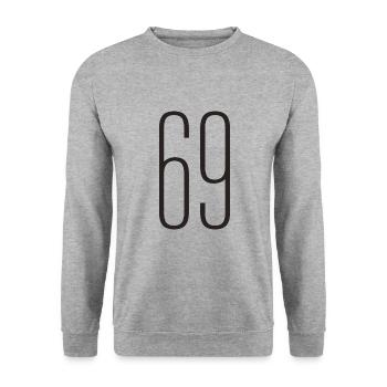 69 - Unisex Pullover - Weißgrau meliert - Vorne - Alina (178cm) & Michal (187cm)