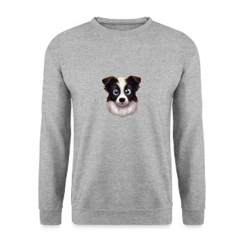 Intelligentes Border Collie Profil - Unisex Pullover - Weißgrau meliert - Vorne - Alina (178cm) & Michal (187cm)
