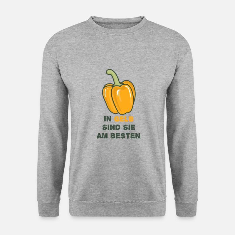 Paprika gelb Spruch - Unisex Pullover - Weißgrau meliert