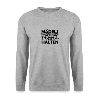 Maedels Pegel halten - Unisex Pullover - Weißgrau meliert - Vorne - Alina (178cm) & Michal (187cm)