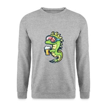 Hippocampe Après-Ski Bière Bande Dessinée - Sweat-shirt Unisexe - gris chiné - Devant - Alina (178cm) & Michal (187cm)