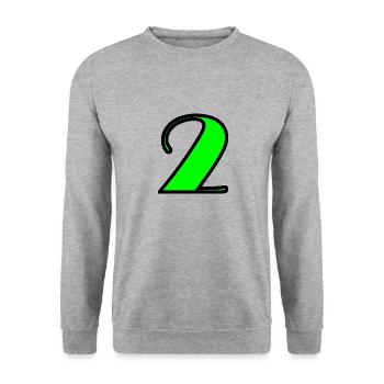 2 JAHRE. 2. JUBILÄUM. GEBURTSTAG 2 JAHRE. 2 - Unisex Pullover - Weißgrau meliert - Vorne - Alina (178cm) & Michal (187cm)
