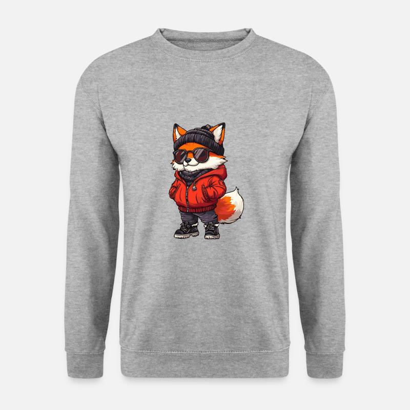 Fuchs Cool Comic - Unisex Pullover - Weißgrau meliert