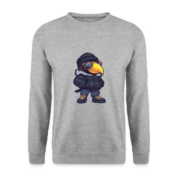 Toucan oiseau bande dessinée cool - Sweat-shirt Unisexe - gris chiné - Devant - Alina (178cm) & Michal (187cm)