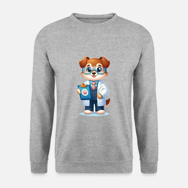 Cute Dog Scientist - Unisex Pullover - Weißgrau meliert