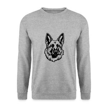 German Shepherd Dog Head - Unisex Sweatshirt - salt & pepper - Front - Alina (178cm) & Michal (187cm)