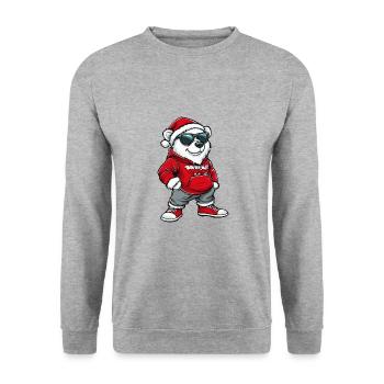 Ours polaire Noël Noël Ours polaire - Sweat-shirt Unisexe - gris chiné - Devant - Alina (178cm) & Michal (187cm)