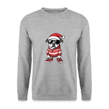 Staffordshire Bull Terrier Chien Noël Noël - Sweat-shirt Unisexe - gris chiné - Devant - Alina (178cm) & Michal (187cm)