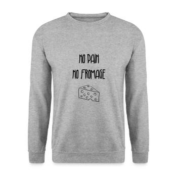 No pain no fromage - Drôle / Humour - Sweat-shirt Unisexe - gris chiné - Devant - Alina (178cm) & Michal (187cm)